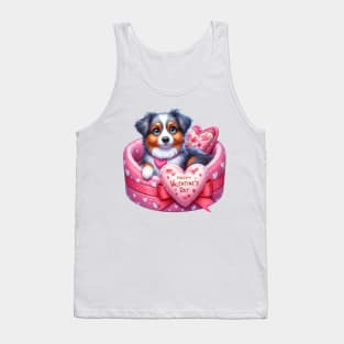 Valentine Australian Shepherd Dog in Bed Tank Top